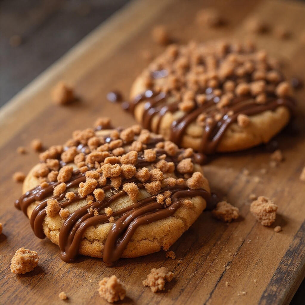 Cookiegasm cookies with toppings on wooden platter