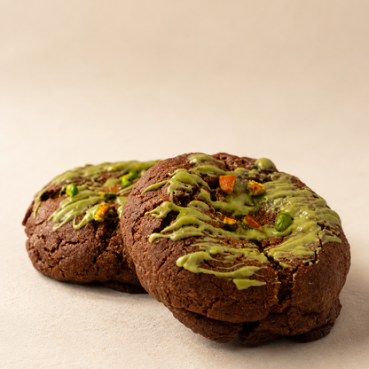 Luxury Dubai chocolate inspired cookie with pistachio cream, kunafa crunch and rich chocolate dough