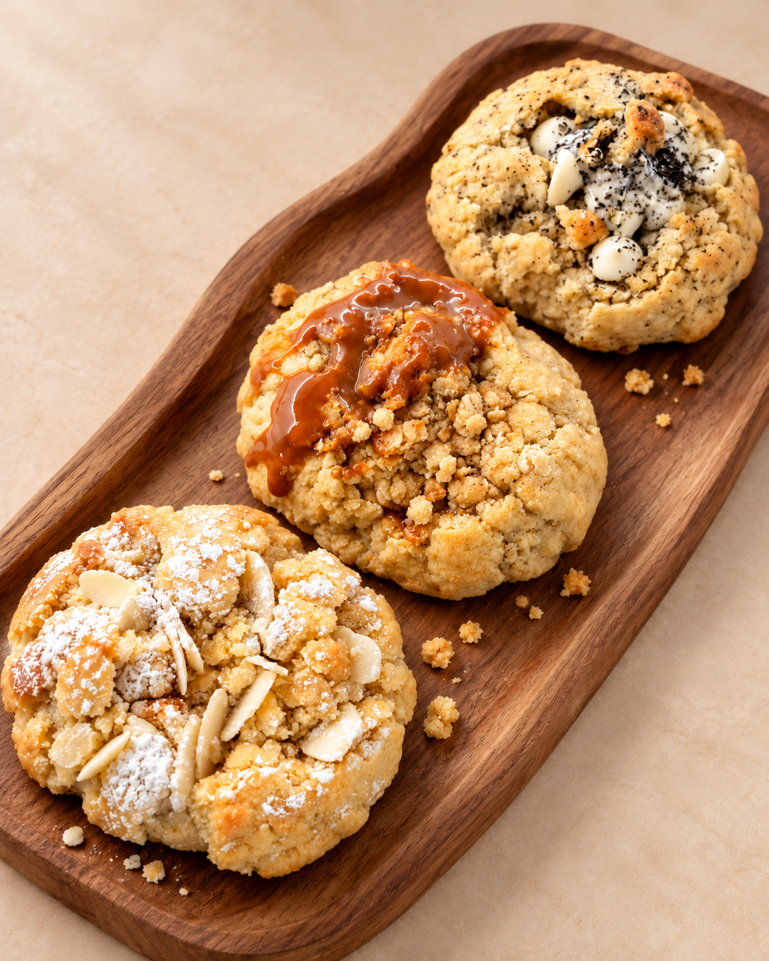 Apple Crumble with Salted Caramel Cookie, Almond Croissant Cookie, Earl Grey Tea Cookie
