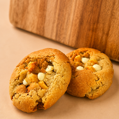 Honeycomb white Chocolate Cookies topped with sea salt indulgence dessert UK Delivery