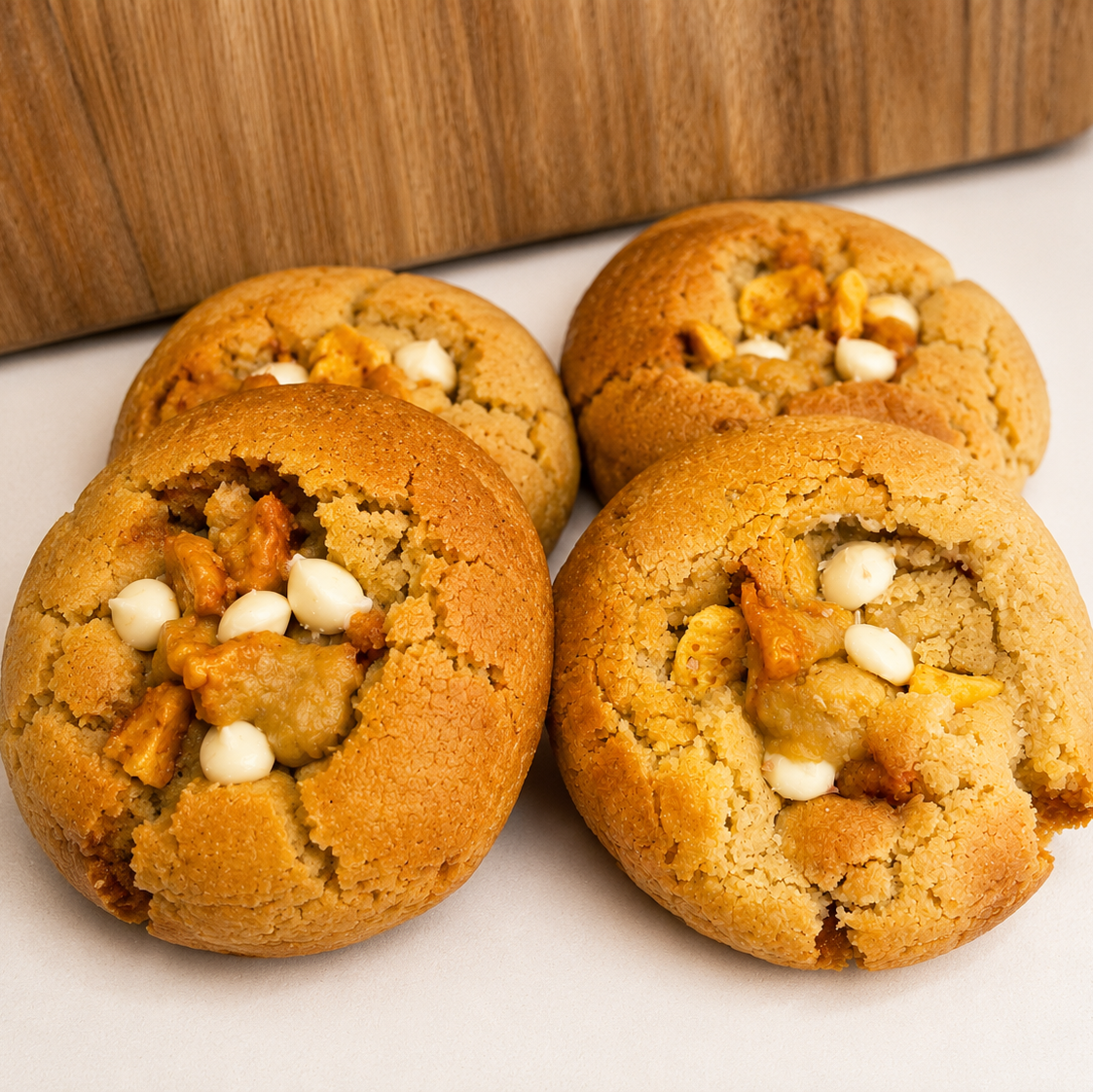 box of 4 salted honeycomb white chocolate cookie premium ingredients UK Delivery dessert