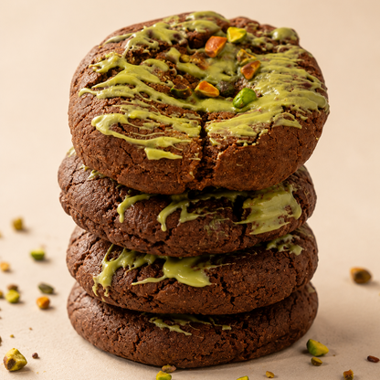 Box of Kiss Me Kunafa cookies with pistachio cream, golden kataifi and rich chocolate cookie dough