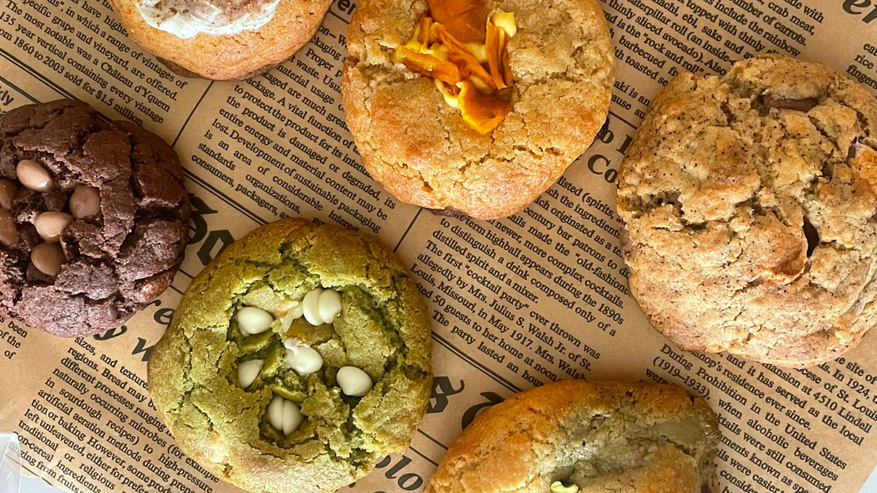 gourmet cookies London handmade fresh baked with gooey chocolate fruity centres, UK delivery available